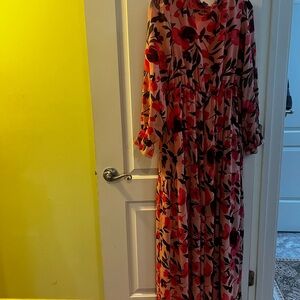 Floral Maxi Dress - Pink and Red